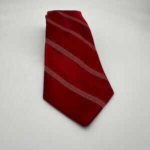 Valentino Necktie Adult Red‎ White Striped 100% Silk Suit Office Mens Italy Made